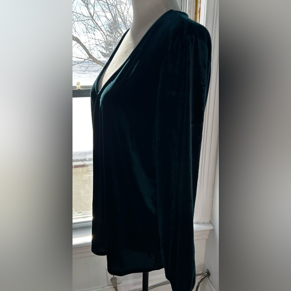 BNWT Cleo size L velvet greenish/blue long-sleeve shirt - Picture 4 of 10